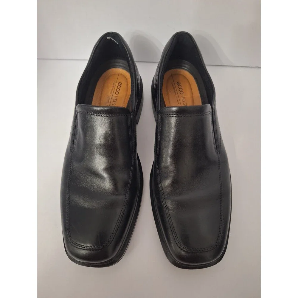 Ecco Helsinki 2 Apron Toe Slip-on Black Leather Loafers Mens Size 8/8.5 EU 42